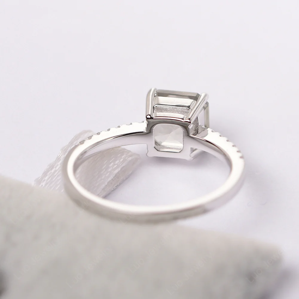 Simple Green Amethyst Asscher Cut Ring - Image 3