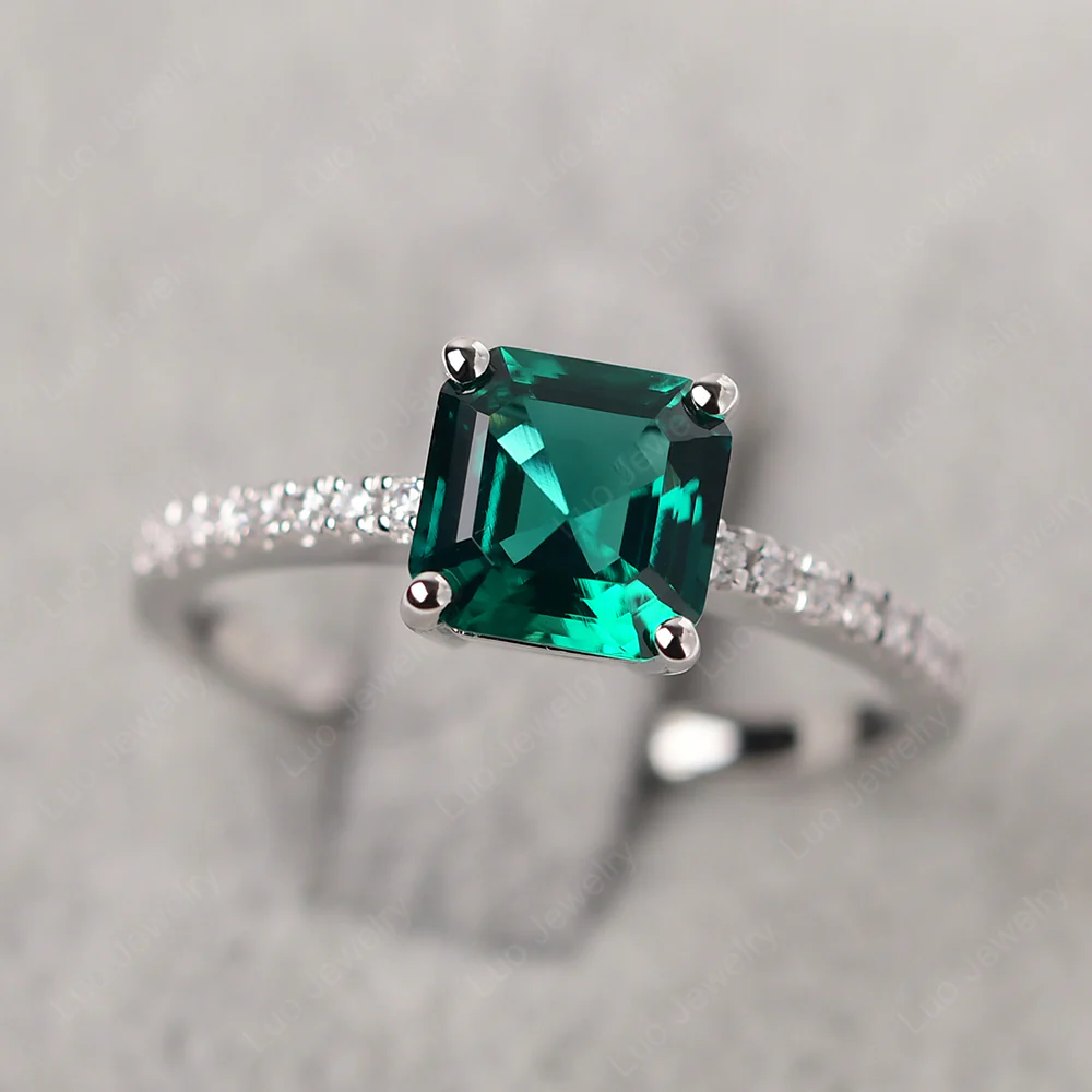 Simple Emerald Asscher Cut Ring