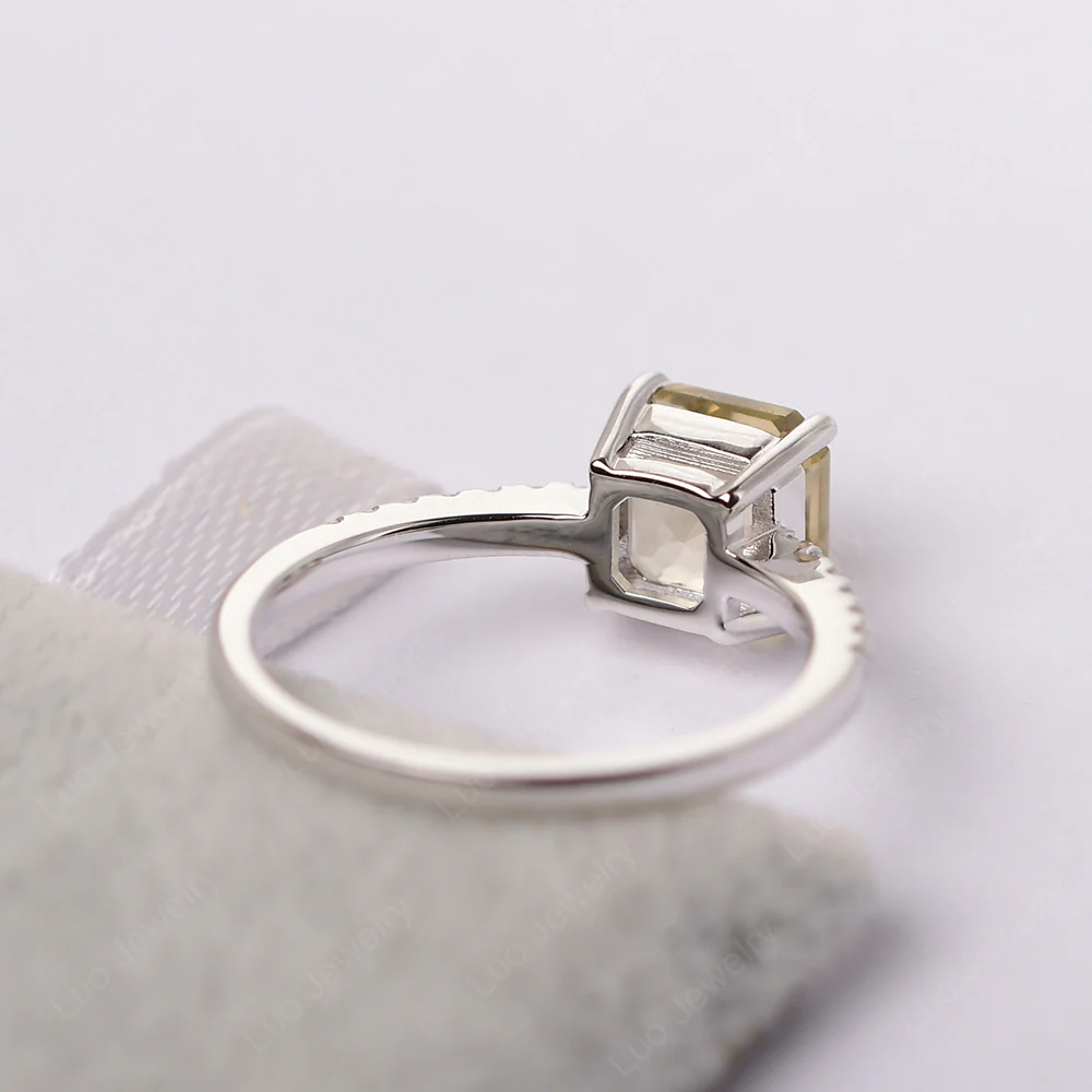 Simple Lemon Quartz Asscher Cut Ring - Image 3