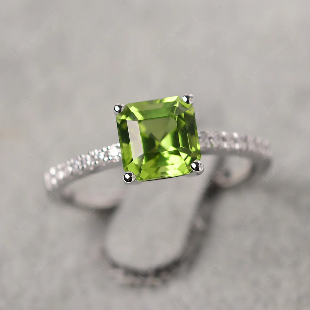 Simple Peridot Asscher Cut Ring