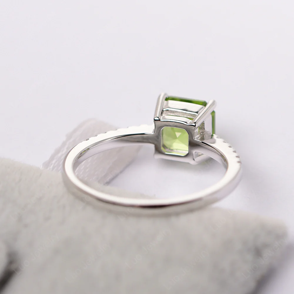 Simple Peridot Asscher Cut Ring - Image 4