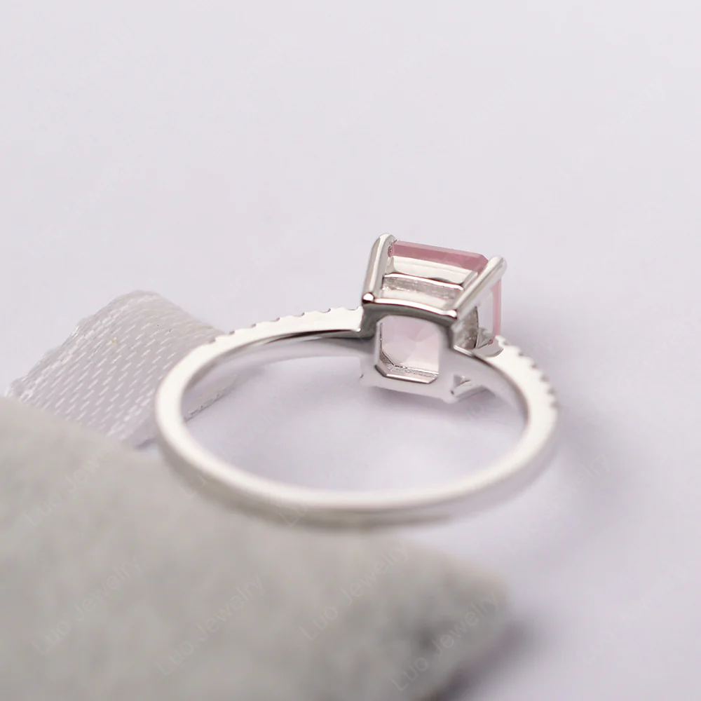 Simple Rose Quartz Asscher Cut Ring - Image 4