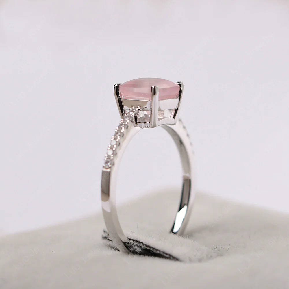 Simple Rose Quartz Asscher Cut Ring - Image 5