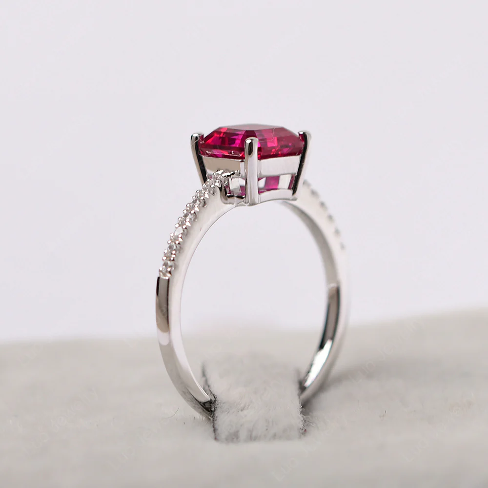 Simple Ruby Asscher Cut Ring - Image 5