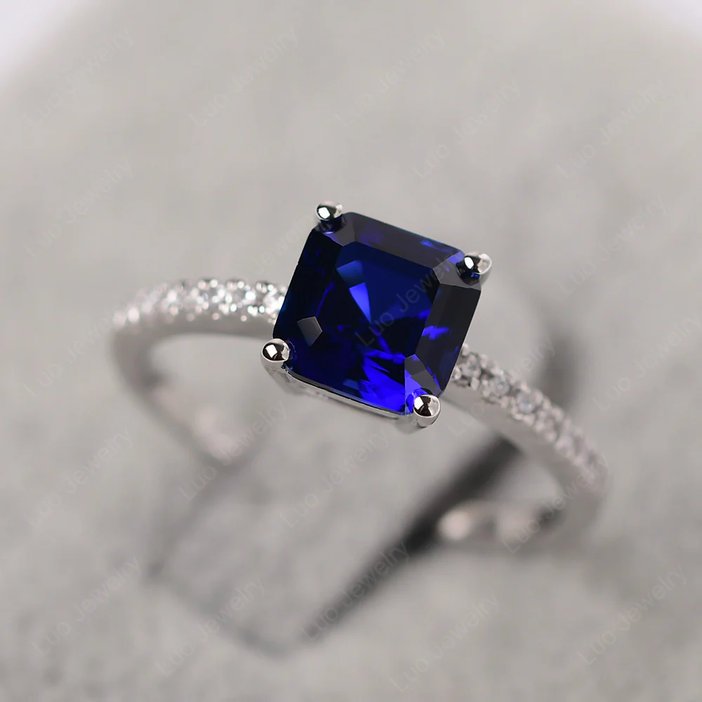 Simple Sapphire Asscher Cut Ring