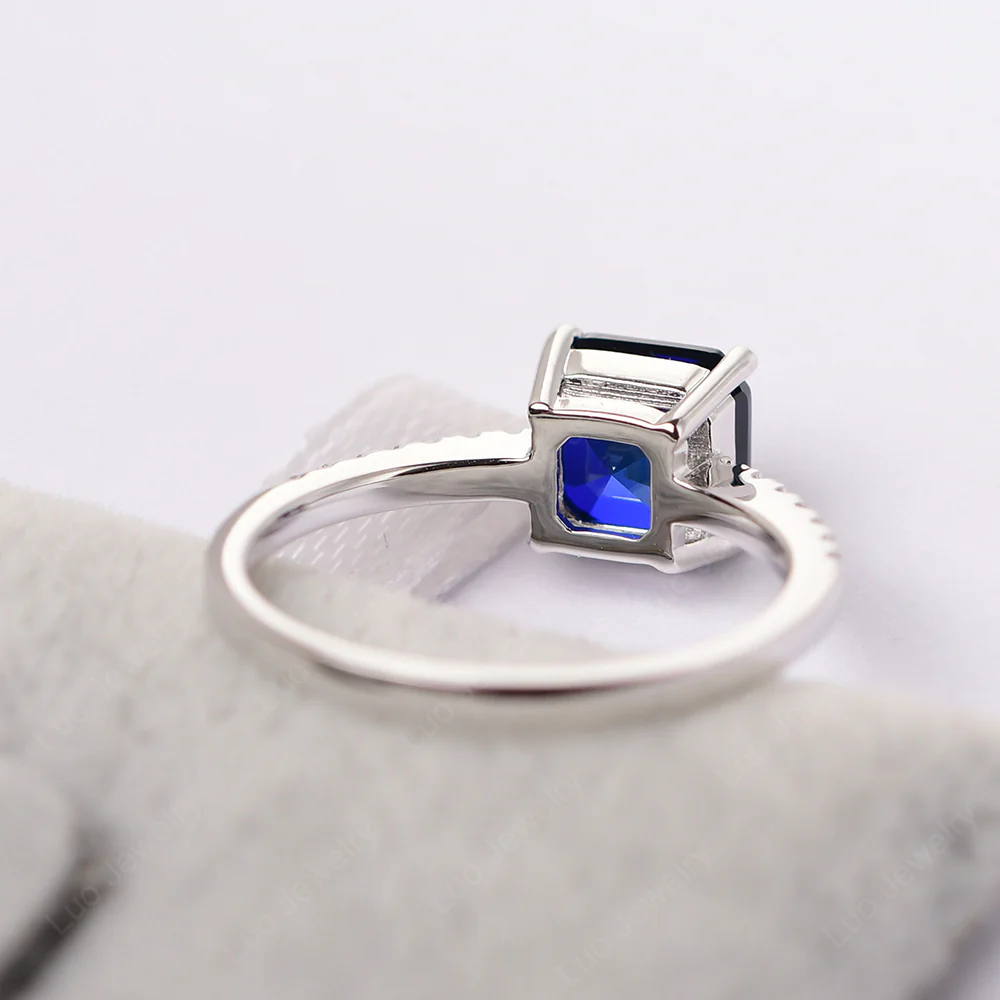 Simple Sapphire Asscher Cut Ring - Image 4