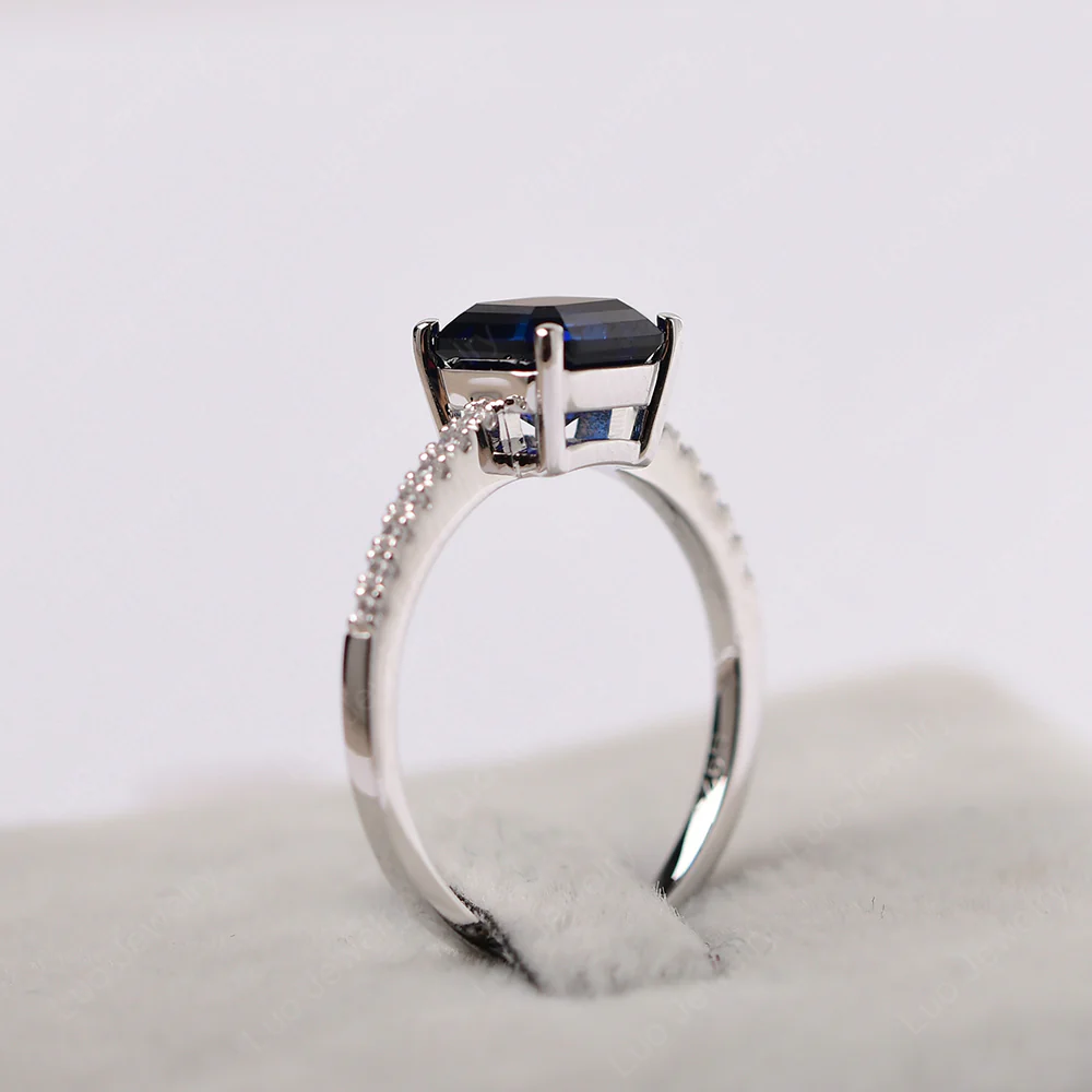 Simple Sapphire Asscher Cut Ring - Image 5