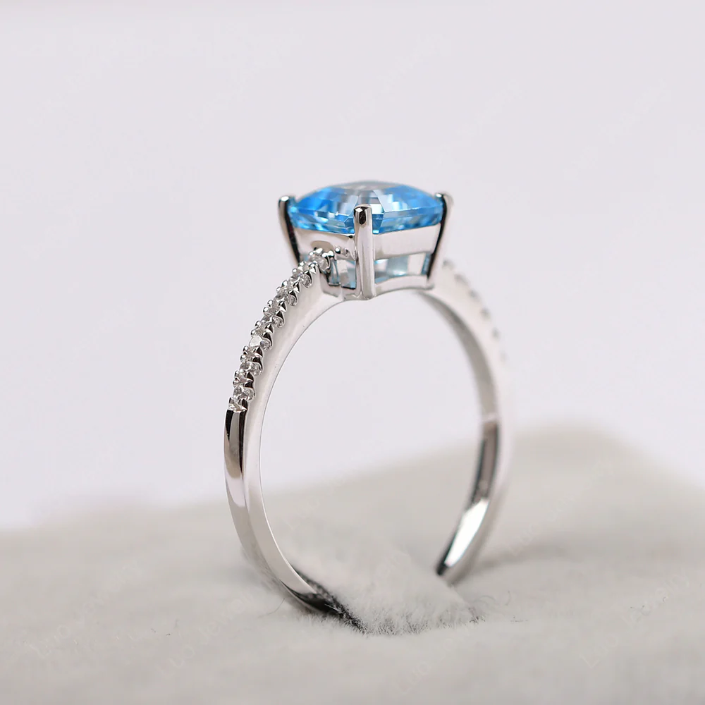 Simple Swiss Blue Topaz Asscher Cut Ring - Image 4