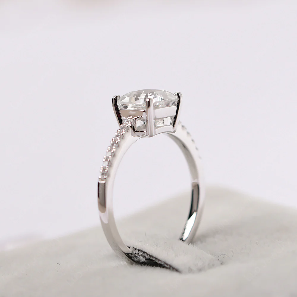 Simple White Topaz Asscher Cut Ring - Image 4