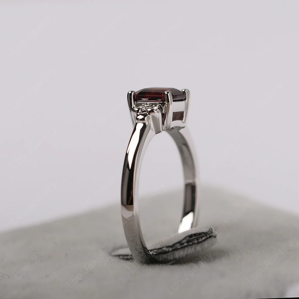 Asscher Cut Garnet Solitaire Ring - Image 6
