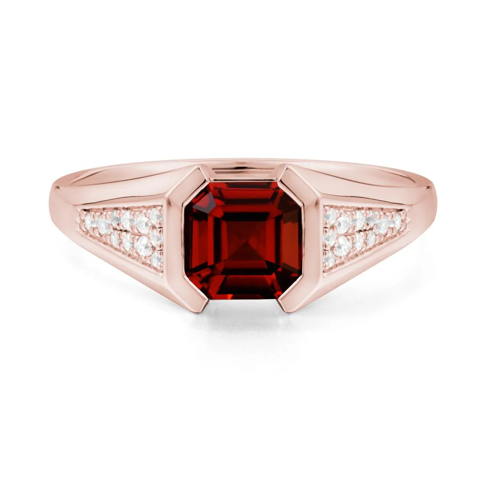 Asscher Cut Garnet Bezel Ring - Image 7
