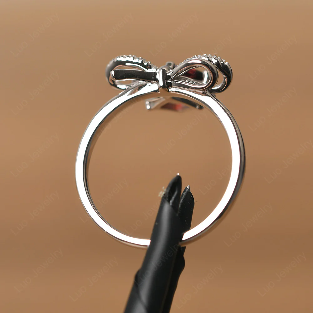 Asscher Cut Garnet Bowknot Ring - Image 3