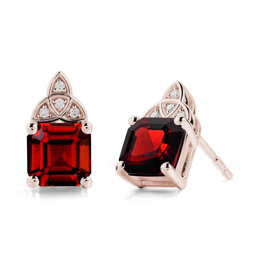 Asscher Cut Garnet Celtic Knot Earrings - Image 2