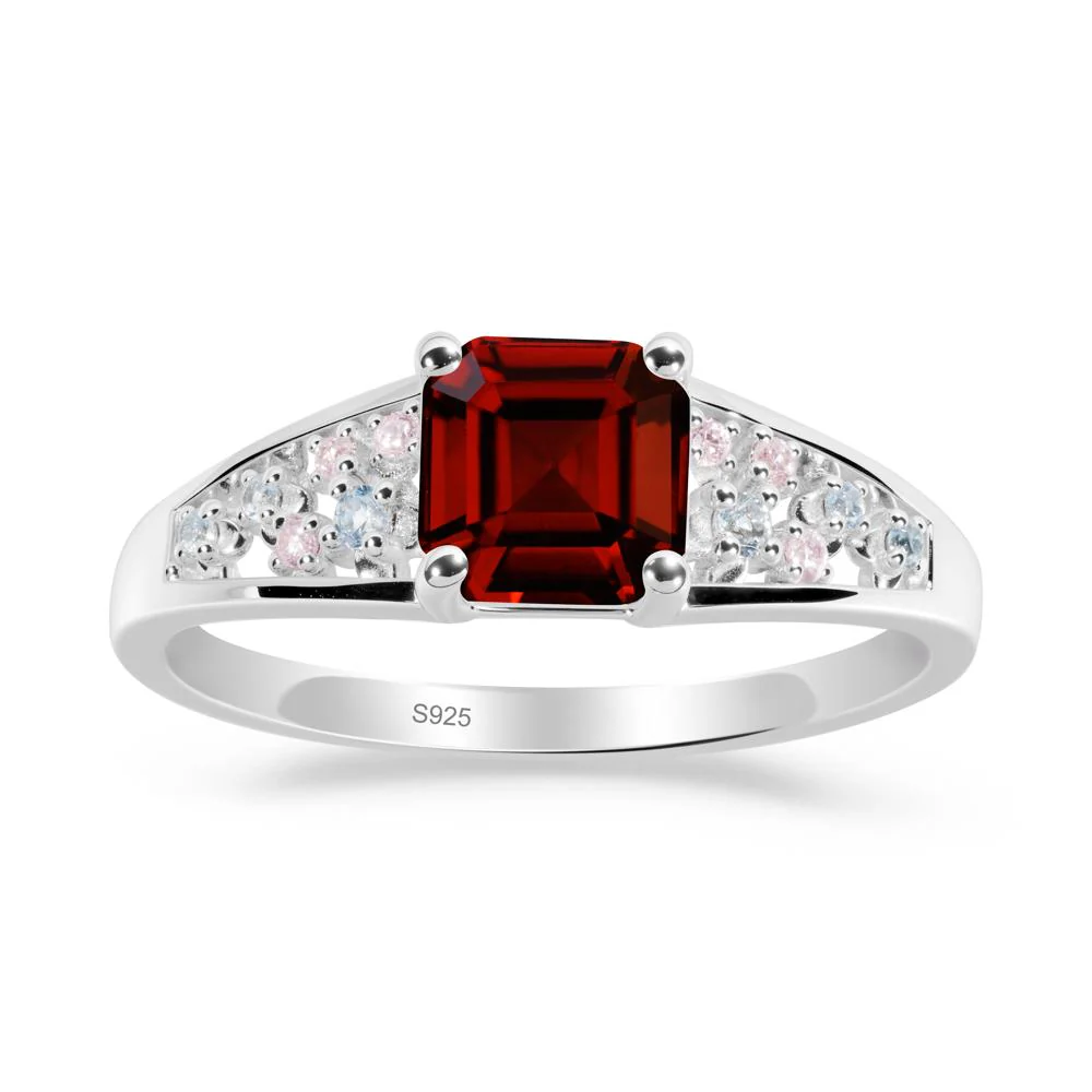 Asscher Cut Garnet Cluster Ring - Image 3