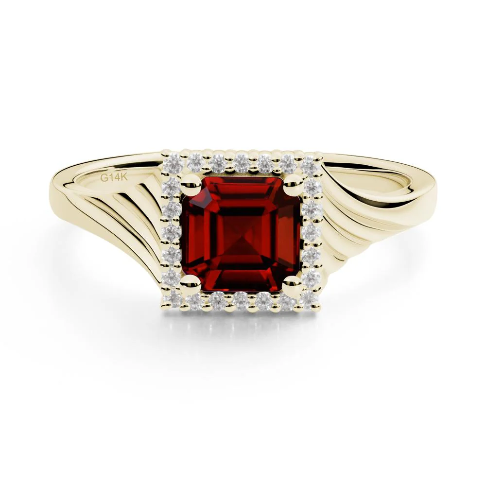 Asscher Cut Garnet Halo Ring - Image 4