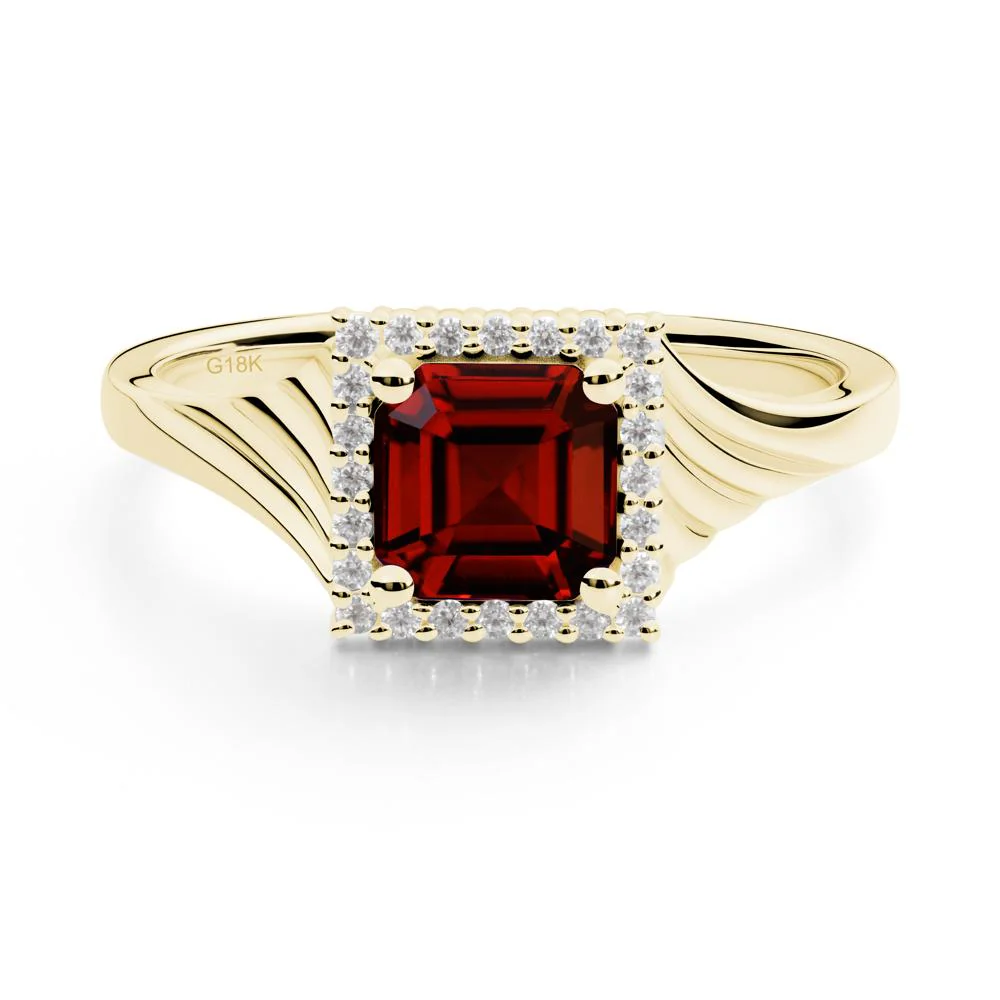Asscher Cut Garnet Halo Ring - Image 6