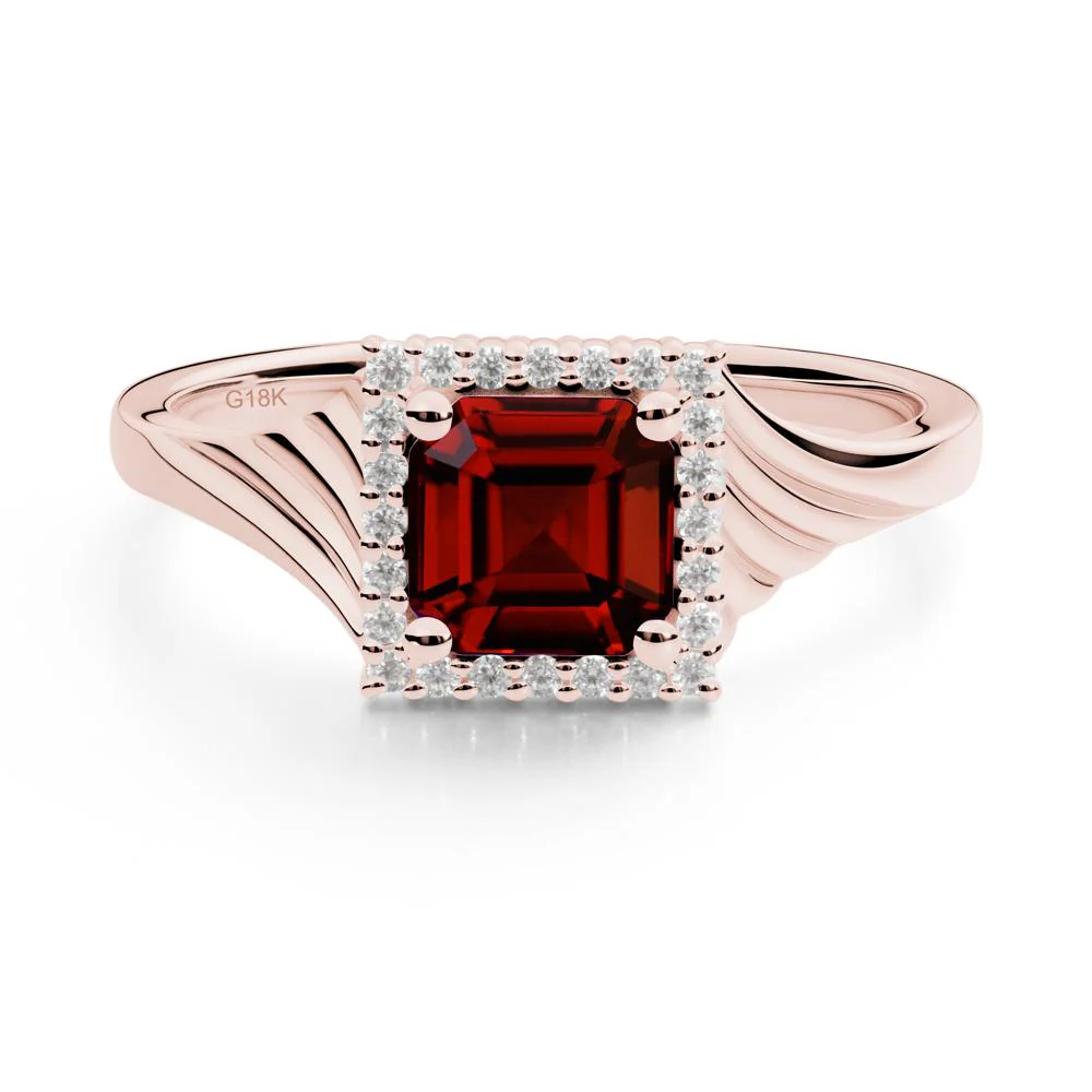 Asscher Cut Garnet Halo Ring - Image 8