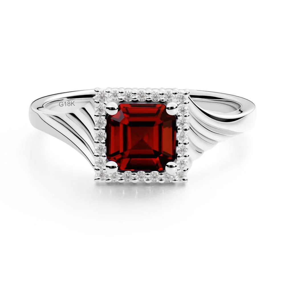 Asscher Cut Garnet Halo Ring - Image 9