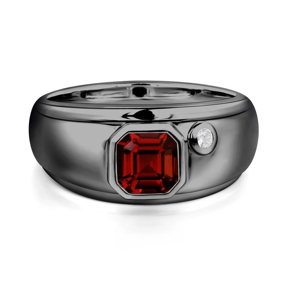 Asscher Cut Garnet Men's Ring - Image 3
