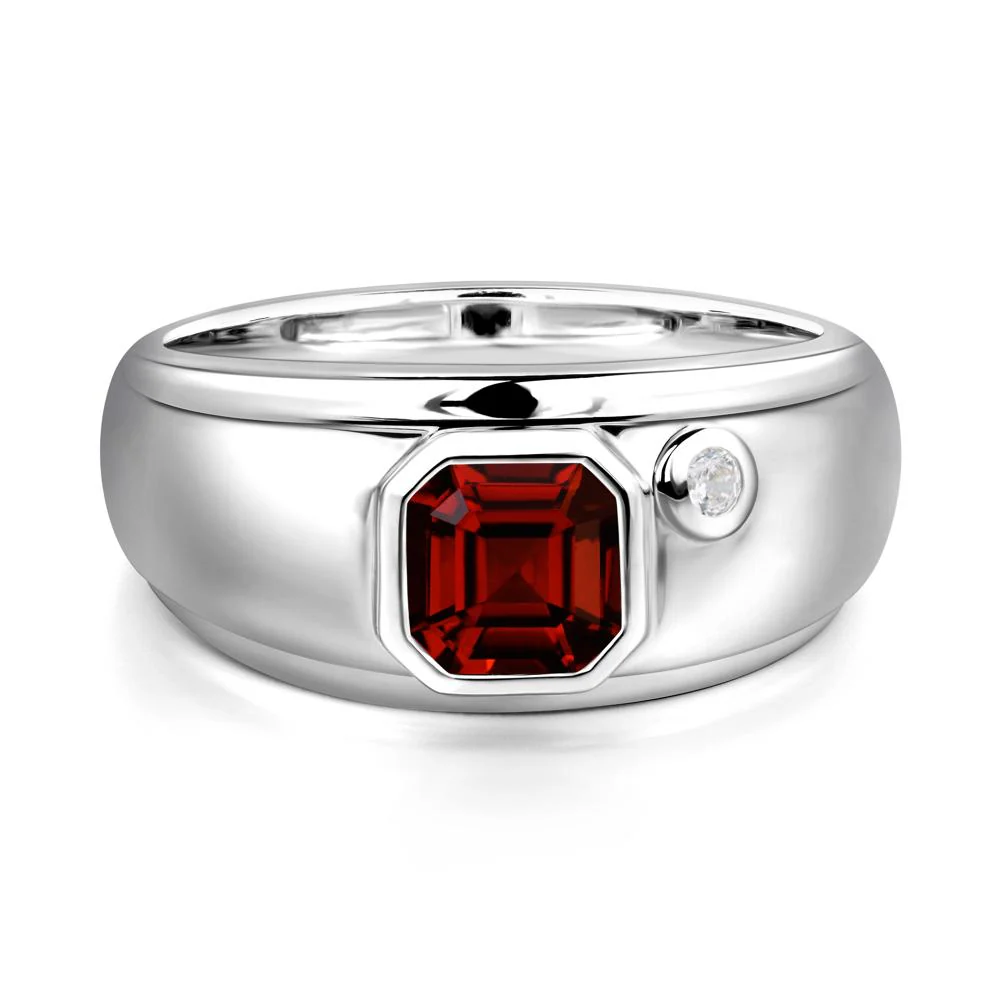 Asscher Cut Garnet Men's Ring - Image 4