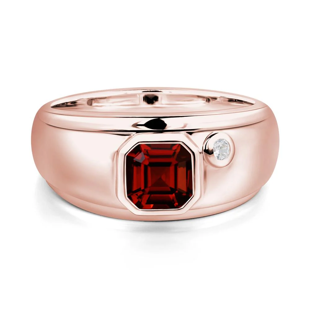 Asscher Cut Garnet Men's Ring - Image 9