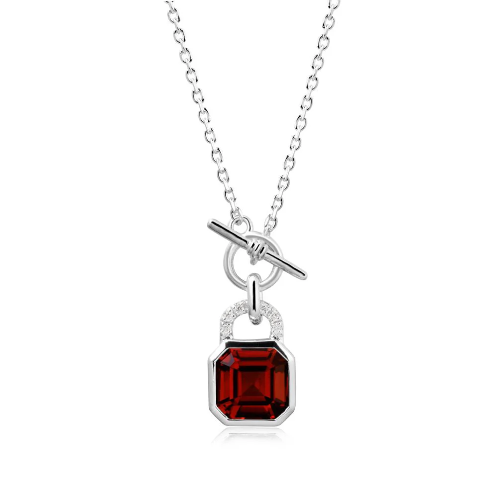 Asscher Cut Garnet Toggle Necklace - Image 2