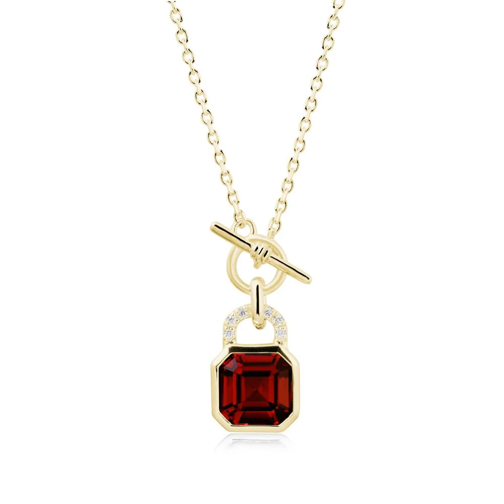 Asscher Cut Garnet Toggle Necklace - Image 6