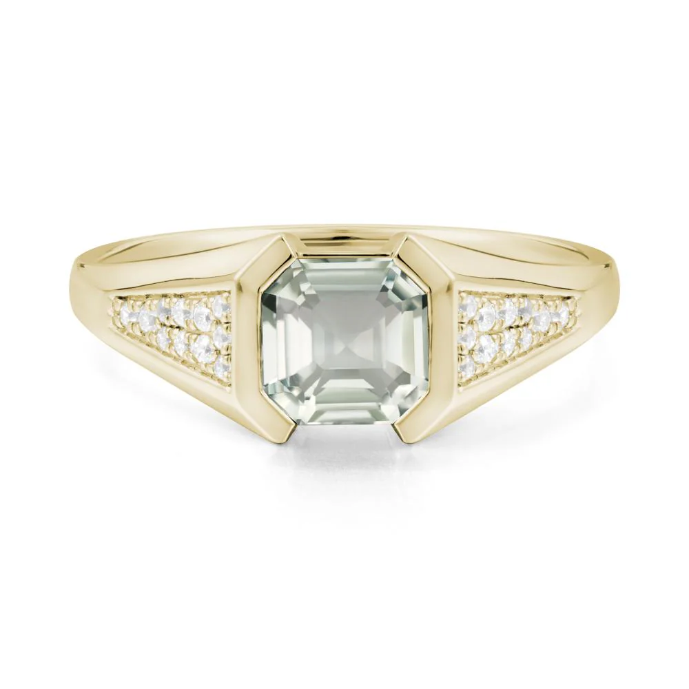 Asscher Cut Green Amethyst Bezel Ring - Image 6