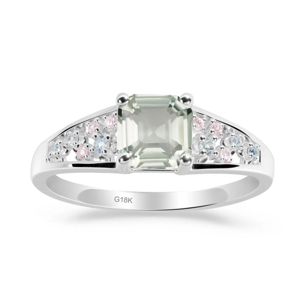 Asscher Cut Green Amethyst Cluster Ring - Image 2