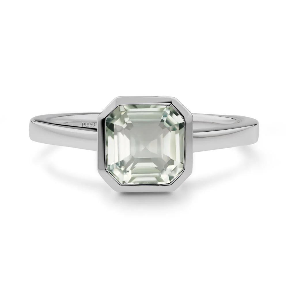 Asscher Cut Green Amethyst Engagement Ring - Image 3