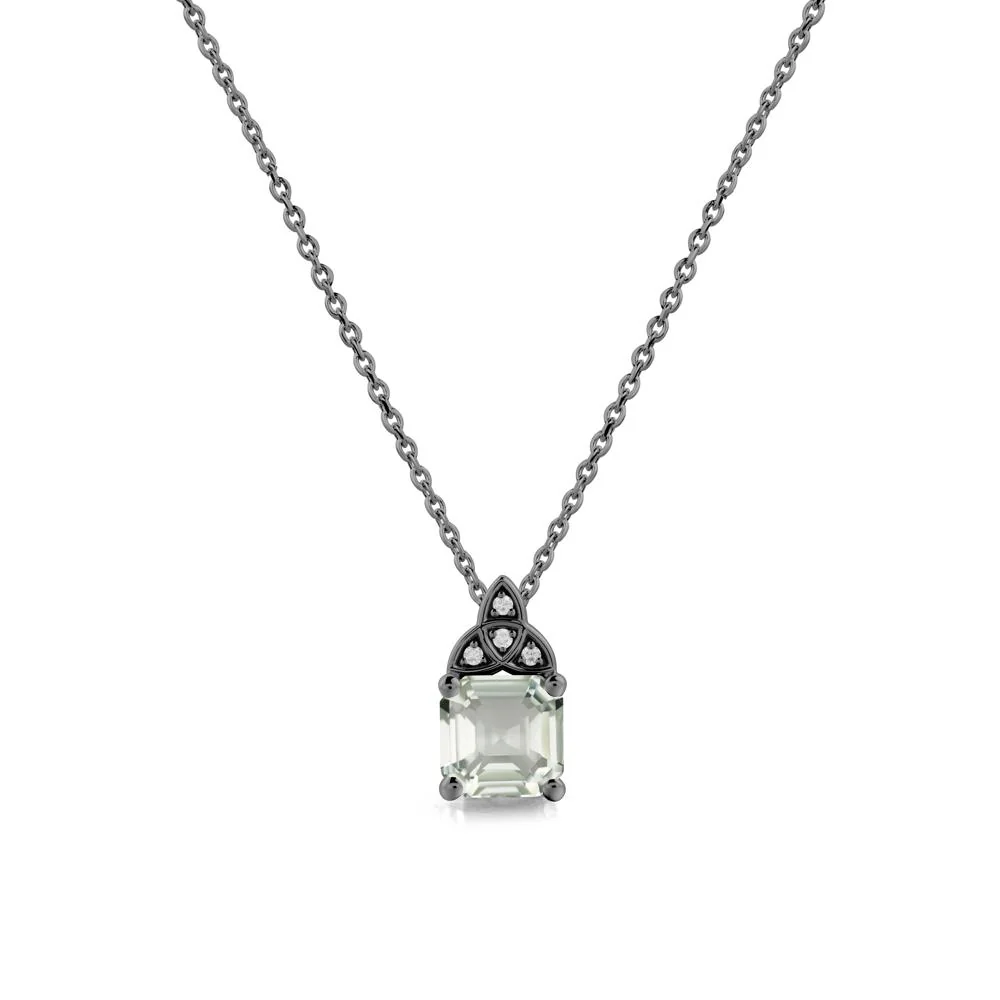 Asscher Cut Green Amethyst Necklace with Celtic Knot - Image 8