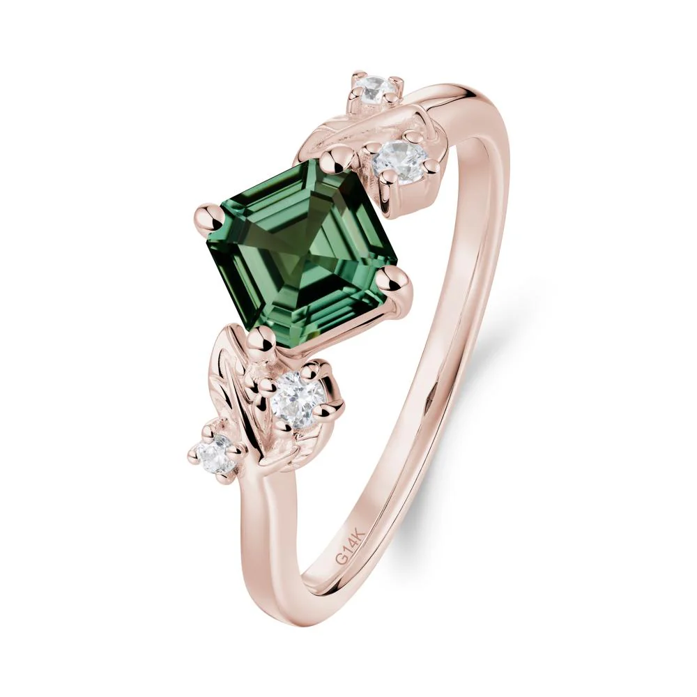 Asscher Cut Green Sapphire Engagement Ring
