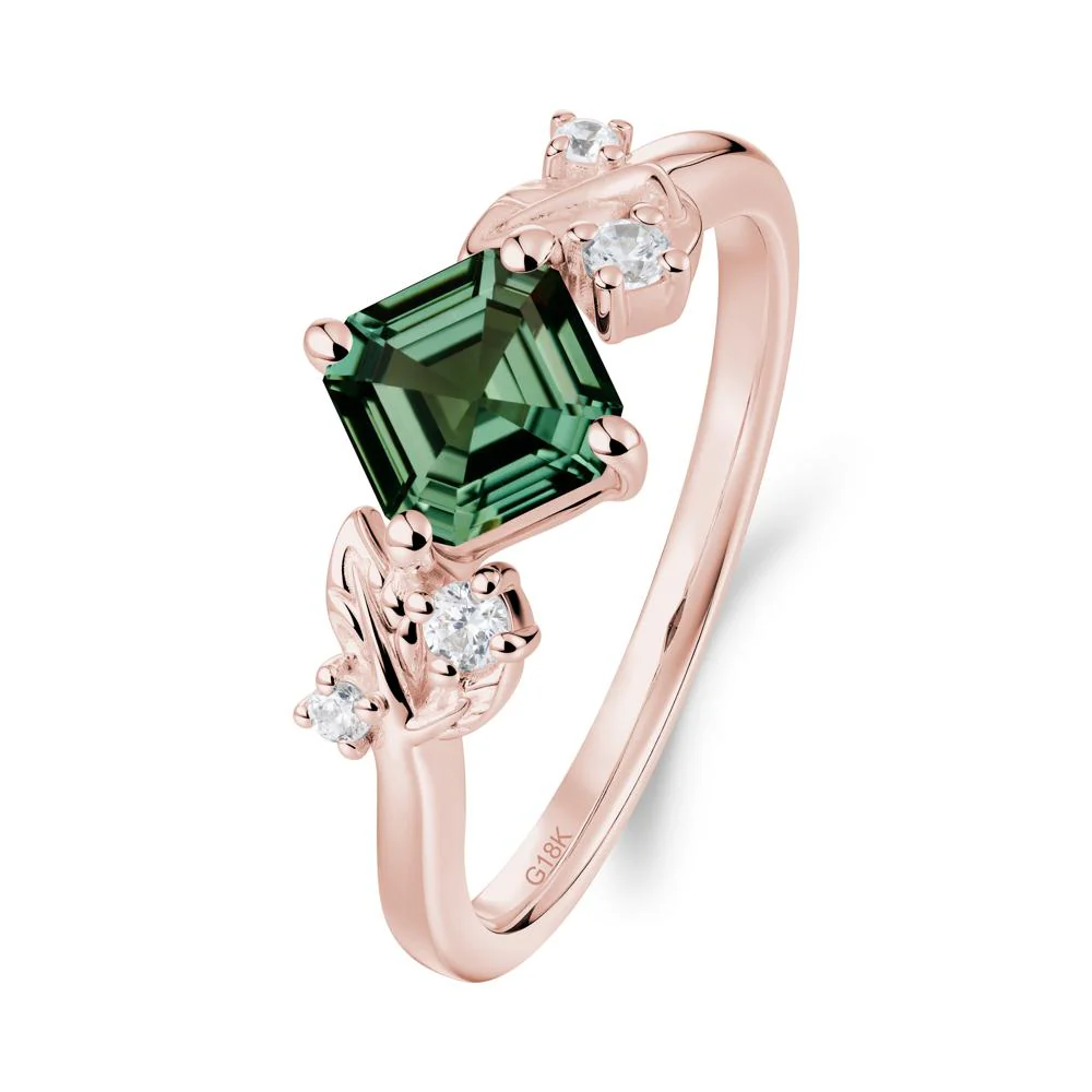 Asscher Cut Green Sapphire Engagement Ring - Image 2