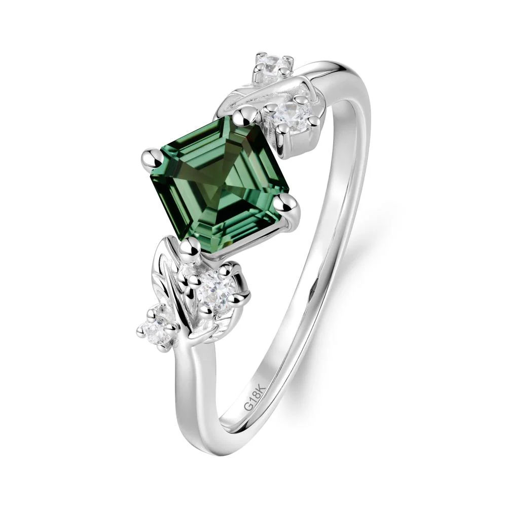 Asscher Cut Green Sapphire Engagement Ring - Image 8