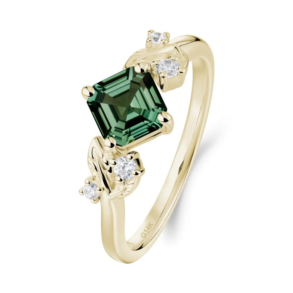 Asscher Cut Green Sapphire Engagement Ring - Image 9