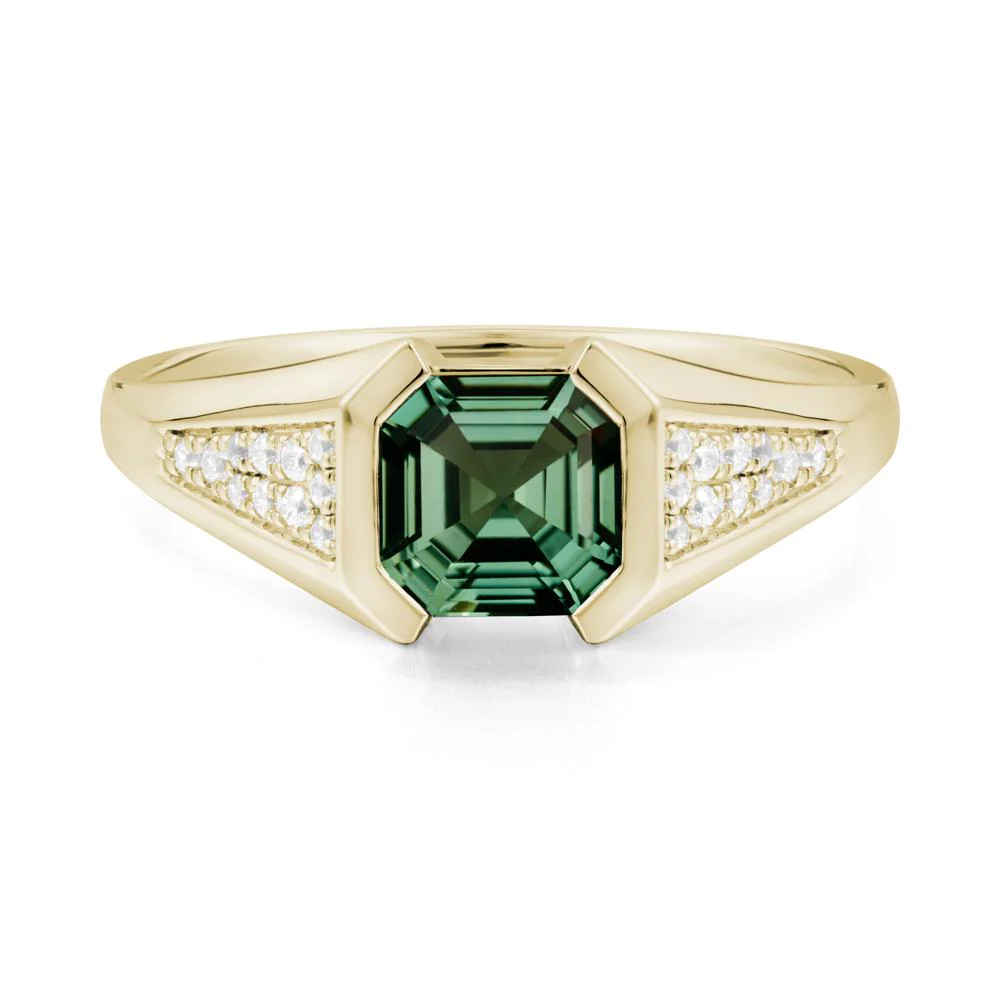 Asscher Cut Green Sapphire Statement Ring - Image 3