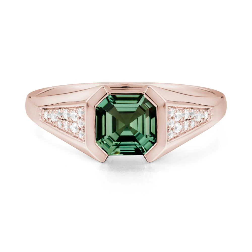 Asscher Cut Green Sapphire Statement Ring - Image 4
