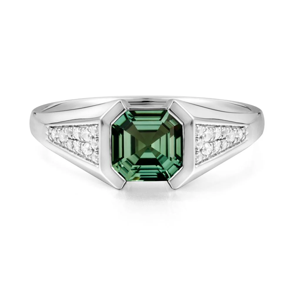 Asscher Cut Green Sapphire Statement Ring - Image 9