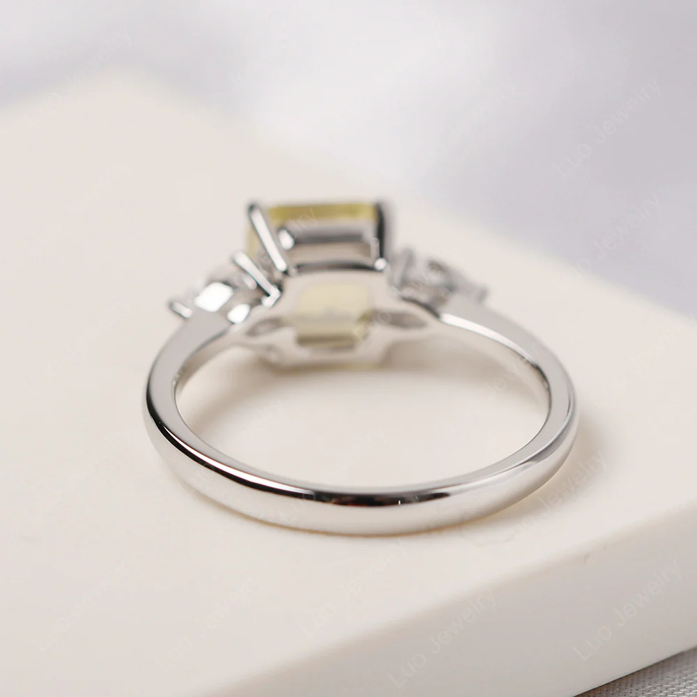 Asscher Lemon Quartz Ring with Pear Side Stone - Image 3