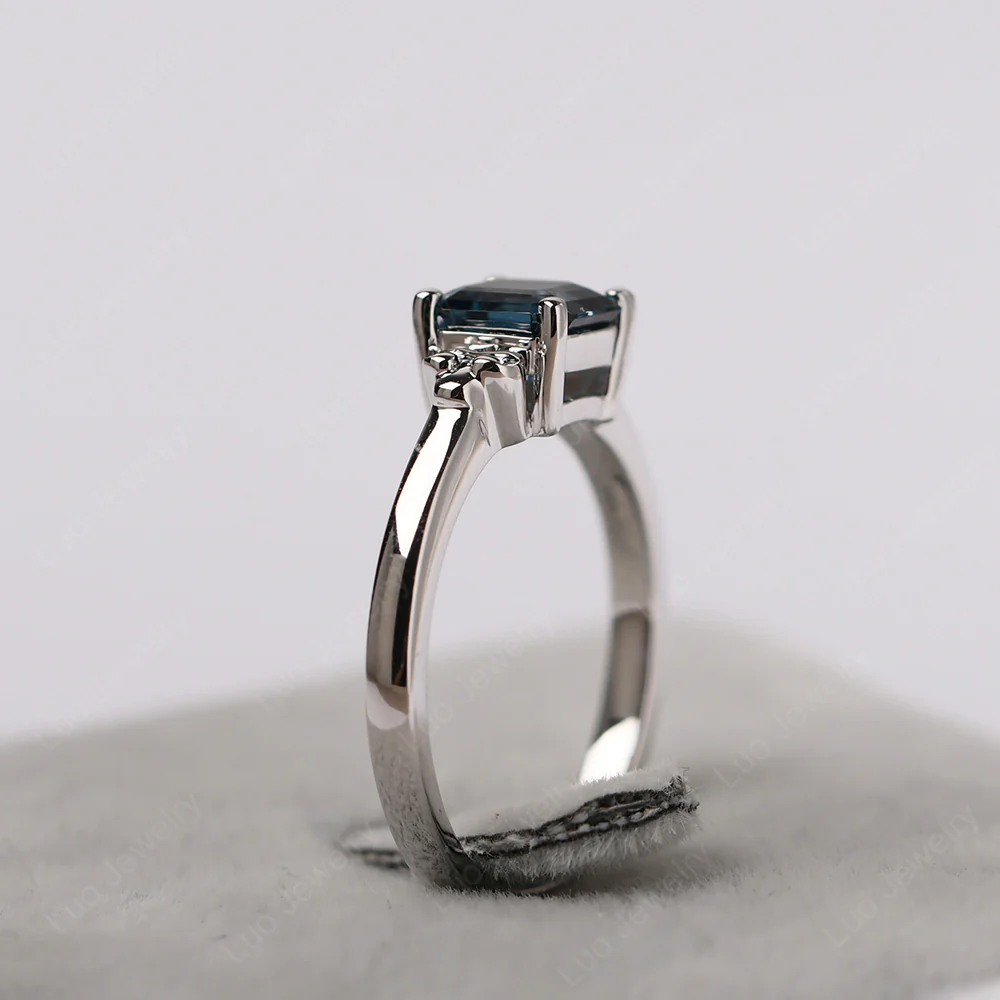 Asscher Cut London Blue Topaz Solitaire Ring - Image 5