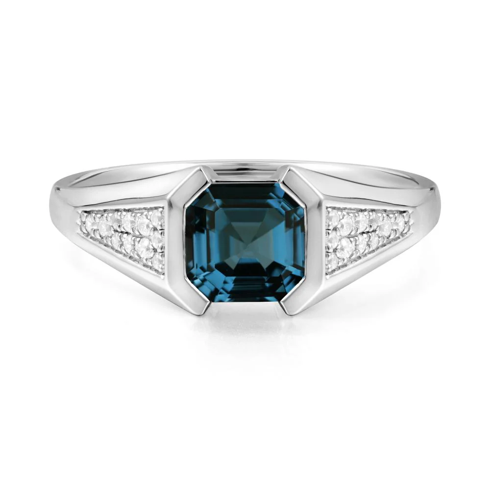 Asscher Cut London Blue Topaz Bezel Ring - Image 3
