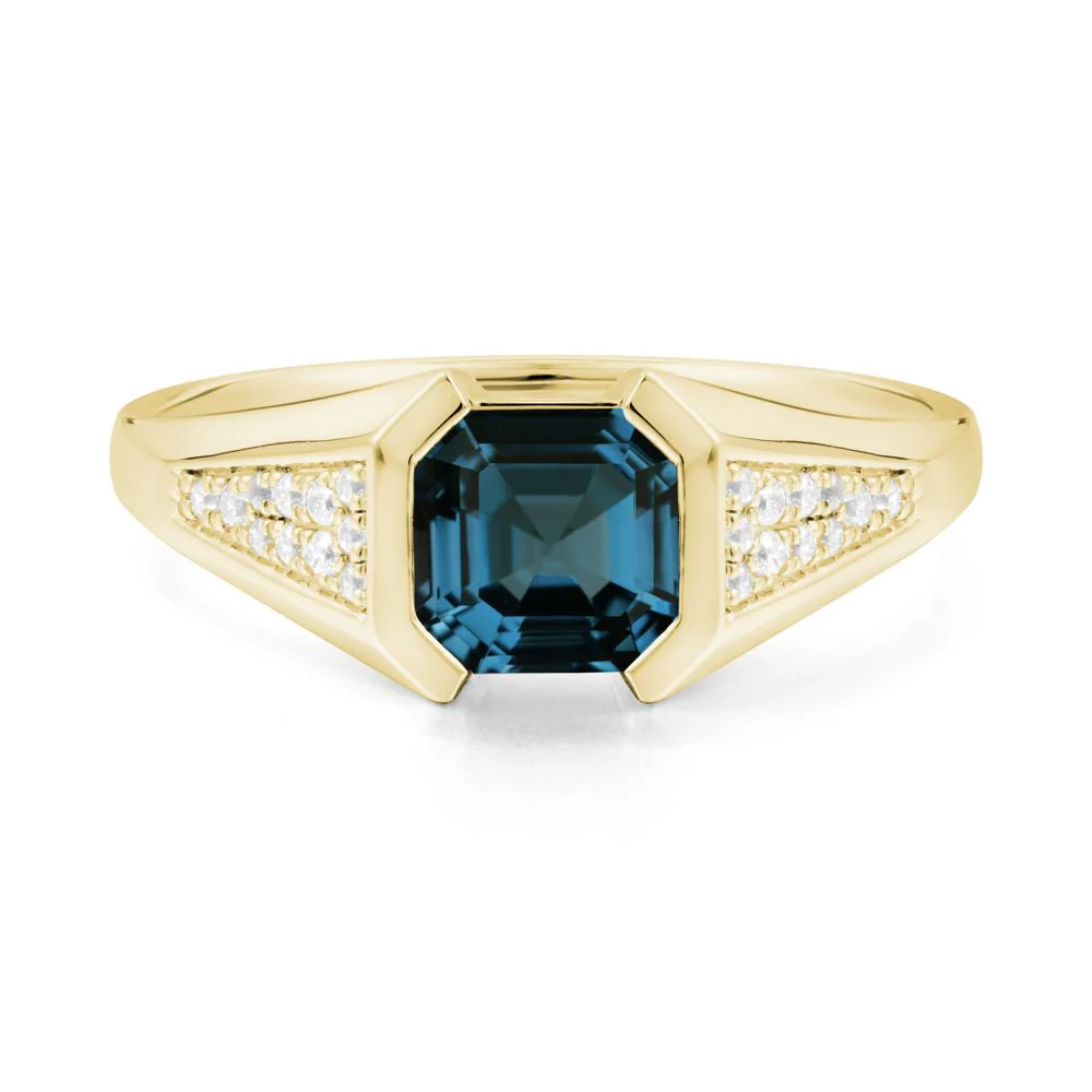 Asscher Cut London Blue Topaz Bezel Ring - Image 4