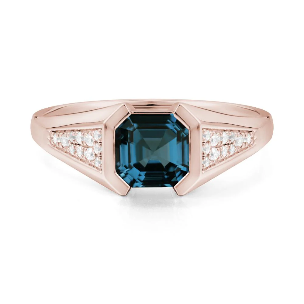 Asscher Cut London Blue Topaz Bezel Ring - Image 5