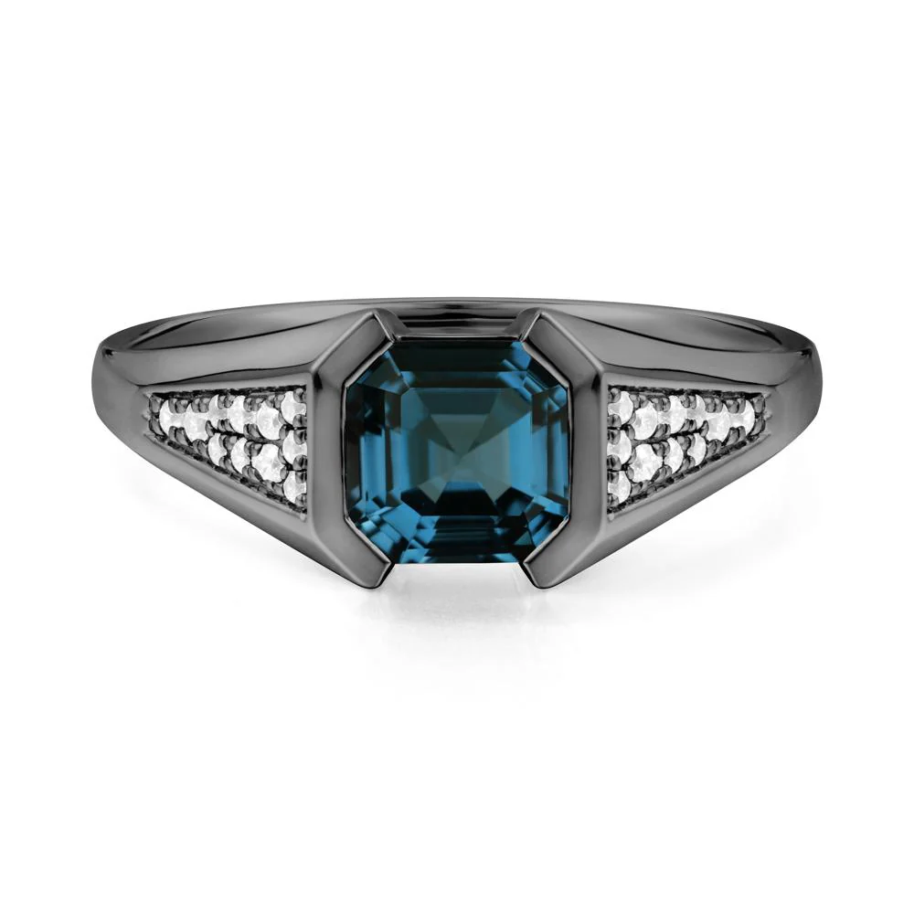 Asscher Cut London Blue Topaz Bezel Ring - Image 6