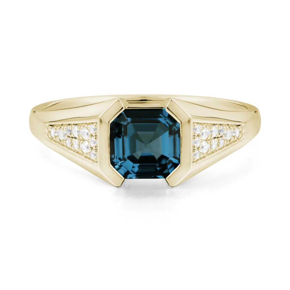 Asscher Cut London Blue Topaz Bezel Ring - Image 7