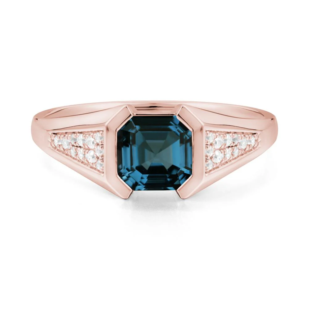Asscher Cut London Blue Topaz Bezel Ring - Image 9