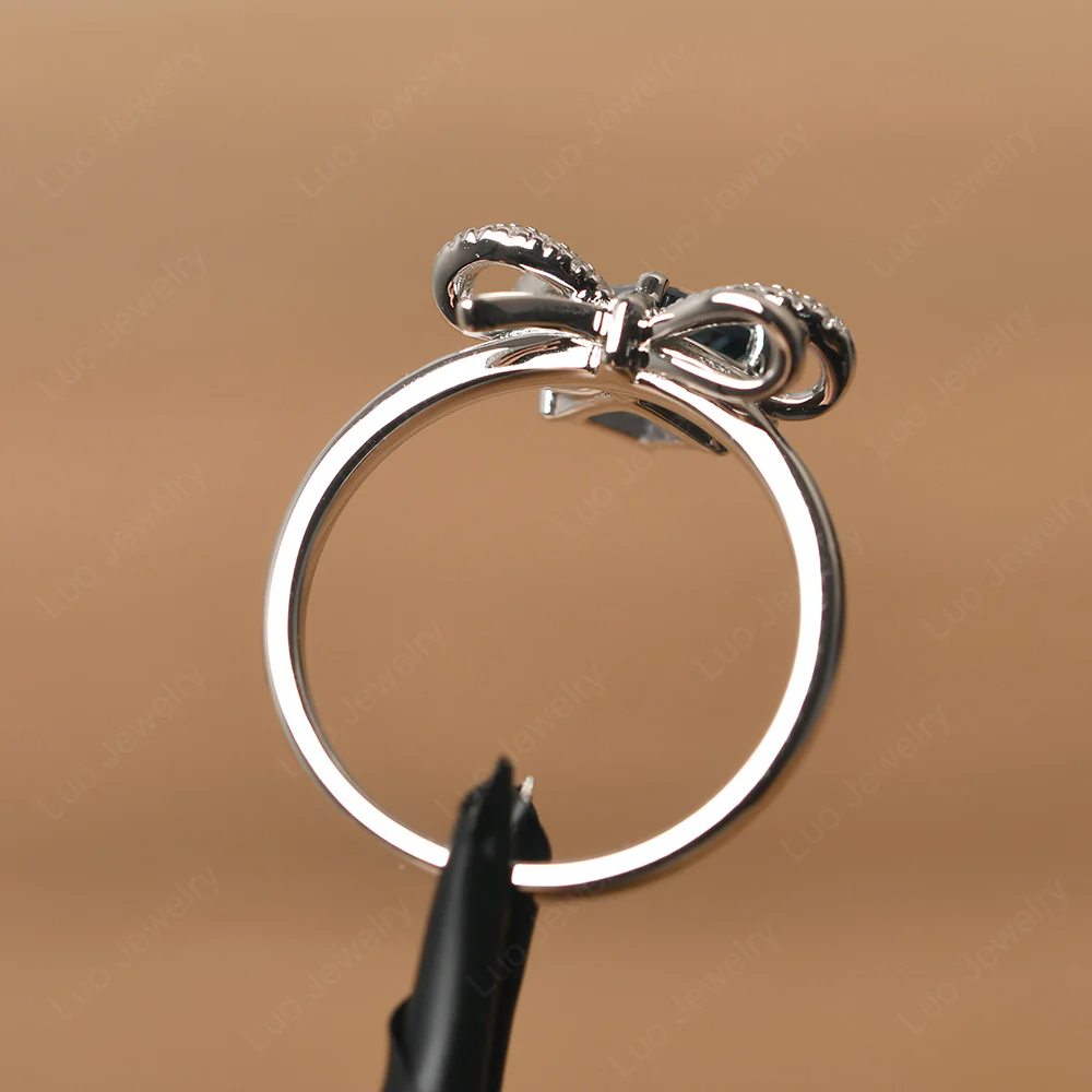 Asscher Cut London Blue Topaz Bowknot Ring - Image 3