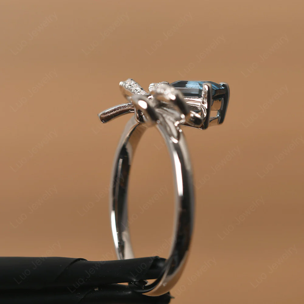 Asscher Cut London Blue Topaz Bowknot Ring - Image 4