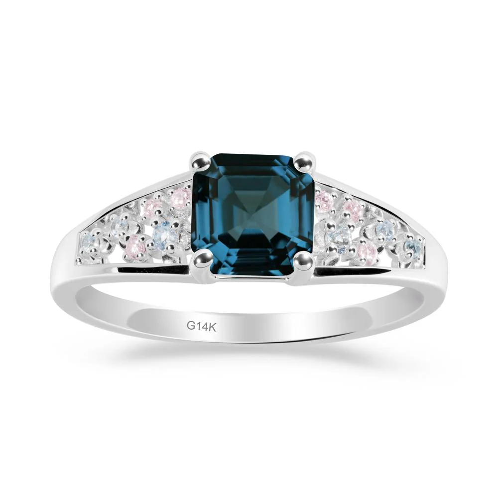 Asscher Cut London Blue Topaz Cluster Ring