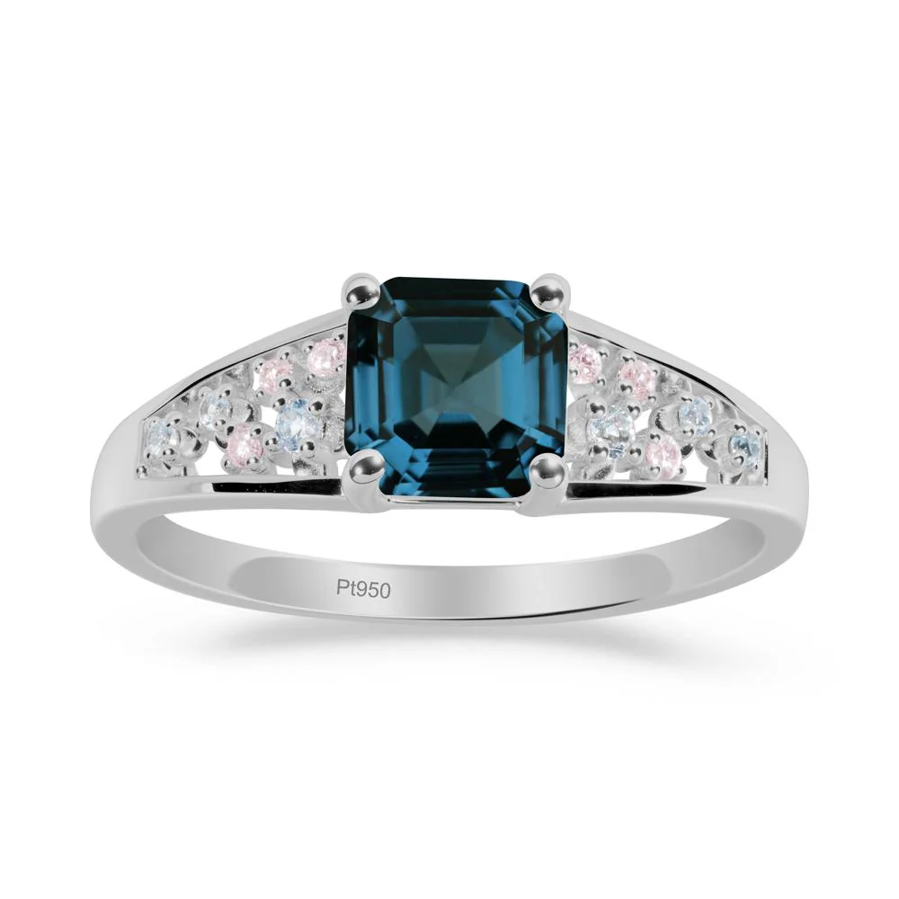 Asscher Cut London Blue Topaz Cluster Ring - Image 2